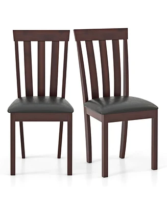 Gouun Dining Chair Set of 2 Upholstered Wooden Kitchen Chairs with Padded Seat and Rubber Wood Frame
