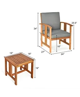 Gouun 3PC Solid Wood Outdoor Patio Sofa Furniture Set