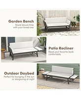 Gouun Outdoor Convertible Sofa Daybed with Adjustable Armrests for Balcony-Off