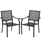 Gouun 3 Pieces Patio Dining Set Stackable Chairs Armrest Table with Umbrella Hole