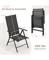 Gouun 1 Piece Patio Folding Dining Chairs with 7-Level Adjustable High Backrest