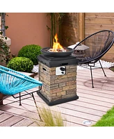 Gouun 40000BTU Outdoor Propane Burning Fire Bowl Column Realistic Look Firepit Heater