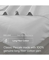 Doz by Sijo 100% Long Staple Cotton Sheet Set, Classic Percale, Hotel Cool Crisp, Breathable