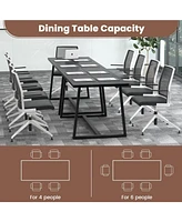 Gouun Large Dining Table with Heavy-duty Metal Frame and Anti-slip Foot Pads