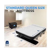 SereneLife Luxe Series Ez Bed, Queen Air Mattress with Frame & Memory Foam Cover