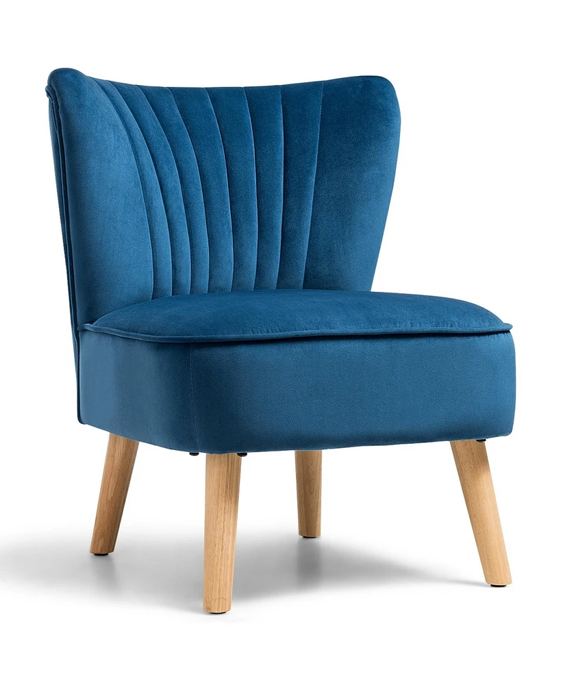 Gouun Modern Armless Velvet Accent Chair with Wood Legs