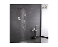 Casainc 10 Inch Wall Mounted Square Shower System Set with Handheld Spray