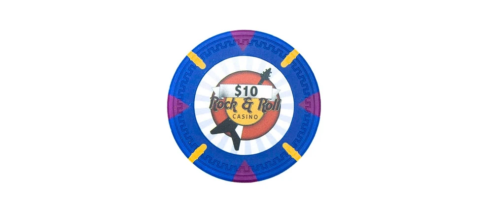 Slickblue Rock & Roll Poker Chips (25-Pack) – Clay Composite, $10 Value for Classic Casino Play