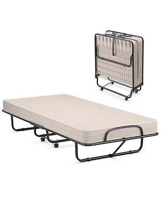 Gouun Rollaway Guest Bed with Sturdy Steel Frame and Memory Foam Mattress Made Italy