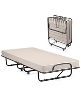 Gouun Rollaway Guest Bed with Sturdy Steel Frame and Memory Foam Mattress Made Italy