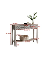 Kings Brand Furniture Kings Brand Leffler Console Table with Drawer and Storage Shelve, Off-White