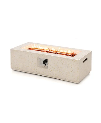 Gouun 42 Inch 50 000 Btu Rectangle Terrazzo Fire Pit Table with Pvc Cover