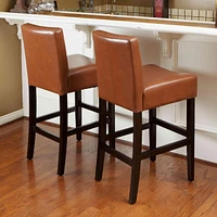 The Pop Home Set of 2 Modern Counter Stools,Soft Upholstered Seat for Kitchen & Dining-The