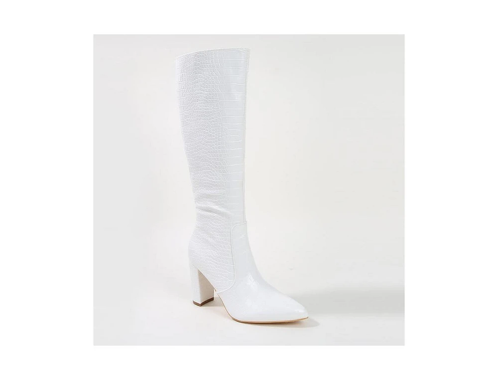 Berness Aster Croc-Embossed Knee High Boots