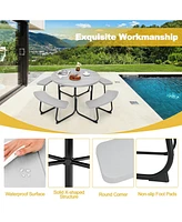 Gouun 8-Person Outdoor Picnic Table and Bench Set with Umbrella Hole