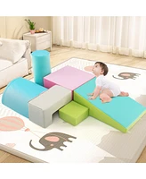 Gouun 6 Pieces Foam Climbing Blocks Indoor Climb and Crawl Activity Playset with Rectangles
