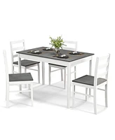 Gouun 5-Piece Wooden Dining Set with Rectangular Table and 4 Chairs