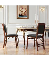 Gouun Set of 2 Folding Dining Chairs with Padded Seat and High Backrest