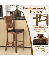 Gouun 2-Piece Bar Chair Set Counter Height Bar Stool with Backrest