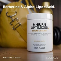 Codeage M-Burn Optimized Supplement - Decaffeinated Green Tea Std. to 50% Egcg, Berberine, Akkermansia, Vitamin B12 - Probiotics - Vitamins