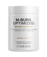 Codeage M-Burn Optimized Supplement - Decaffeinated Green Tea Std. to 50% Egcg, Berberine, Akkermansia, Vitamin B12 - Probiotics - Vitamins