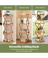 Gouun 4-Tier Folding Plant Rack and Free Standing Shoe Rack