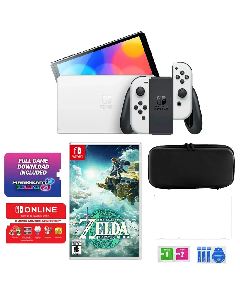 Nintendo Switch Oled MarioKart 8 Bundle with Accessories & Zelda Tears of Kingdom