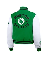 Wear By Erin Andrews Women's Kelly Green/White Boston Celtics Cropped Varsity Full-Zip Jacket