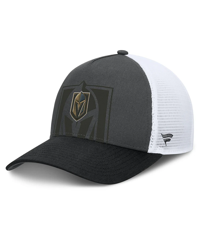 Fanatics Men's Gray/Black Vegas Golden Knights Authentic Pro A-Frame Rink Adjustable Hat