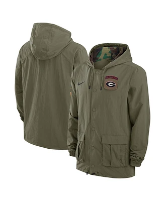 Nike Men's Olive Georgia Bulldogs 2024 Military Appreciation Full-Snap Hoodie Jacket