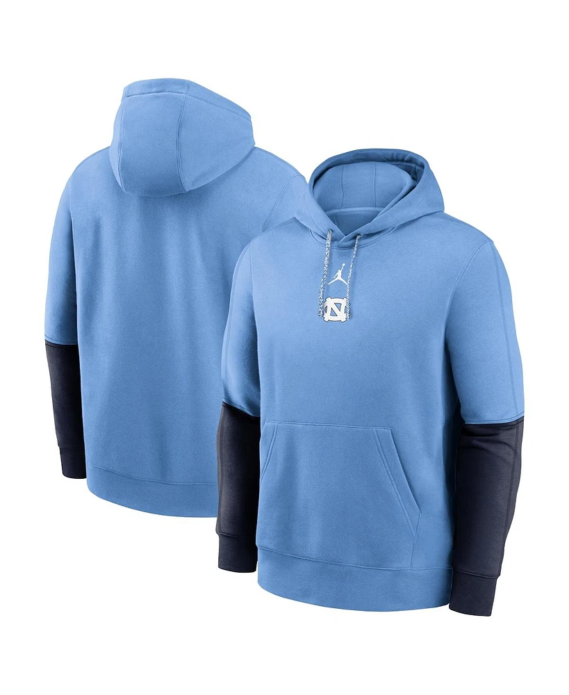 Jordan Men's Light Blue/Navy North Carolina Tar Heels 2024 Sideline Club Pullover Hoodie