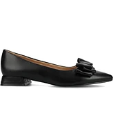 Journee Collection Women's Ophelia Bow Low Block Heel Dress Flats
