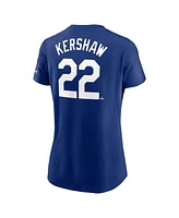 Nike Women's Clayton Kershaw Royal Los Angeles Dodgers 2024 World Series Champions Name Number T-Shirt