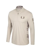 Colosseum Men's Natural Miami Hurricanes Oht Military Appreciation Quarter-Zip Jacket