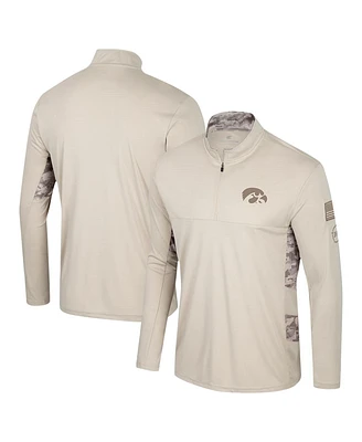 Colosseum Men's Natural Iowa Hawkeyes Oht Military Appreciation Quarter-Zip Jacket