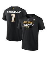 Fanatics Men's Jeremy Swayman Black Boston Bruins Authentic Pro Prime Name Number T-Shirt
