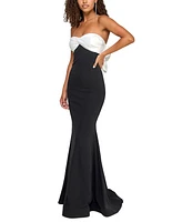 City Studios Juniors' Scuba Twisted Back-Bow Gown