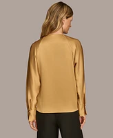 Donna Karan New York Women's Long-Sleeve V-Neck Satin Blouse