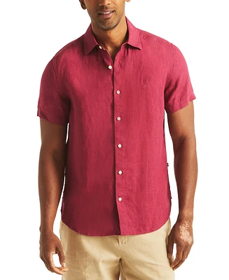 Nautica Men's Linen Solid-Color Short-Sleeve Classic-Fit Shirt