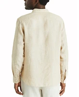 Nautica Men's Linen Solid-Color Classic-Fit Long-Sleeve Shirt