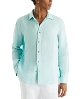 Nautica Men's Linen Solid-Color Classic-Fit Long-Sleeve Shirt