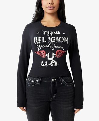 True Religion Women's Distressed Wing Baby T-shirt