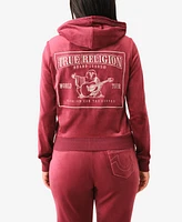 True Religion Women's Velour Zip Hoodie Sweatshirt