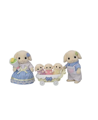 Calico Critters Flora Rabbit Family, Set of 4 Collectible Doll Figures