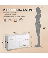 Wlive Dresser for Bedroom with 5 Drawers Wide Chest of Fabric Storage Organizer Unit Bins Closet Living Room Hallway
