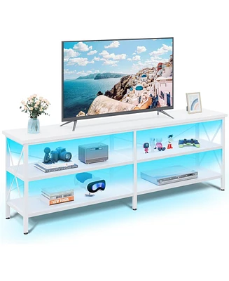 Wlive Tv Stand for 65 70 inch with Led Lights Gaming Entertainment Center Storage Industrial Console Living Room Long 63" Cabine