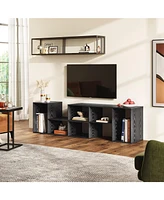 Wlive Tv Stand Deformable Tv Stand up to 75 Inch Tv Modern Entertainment Center with 3 Pieces Cabinets Gaming Media Tv Console for Living Room Bedroom