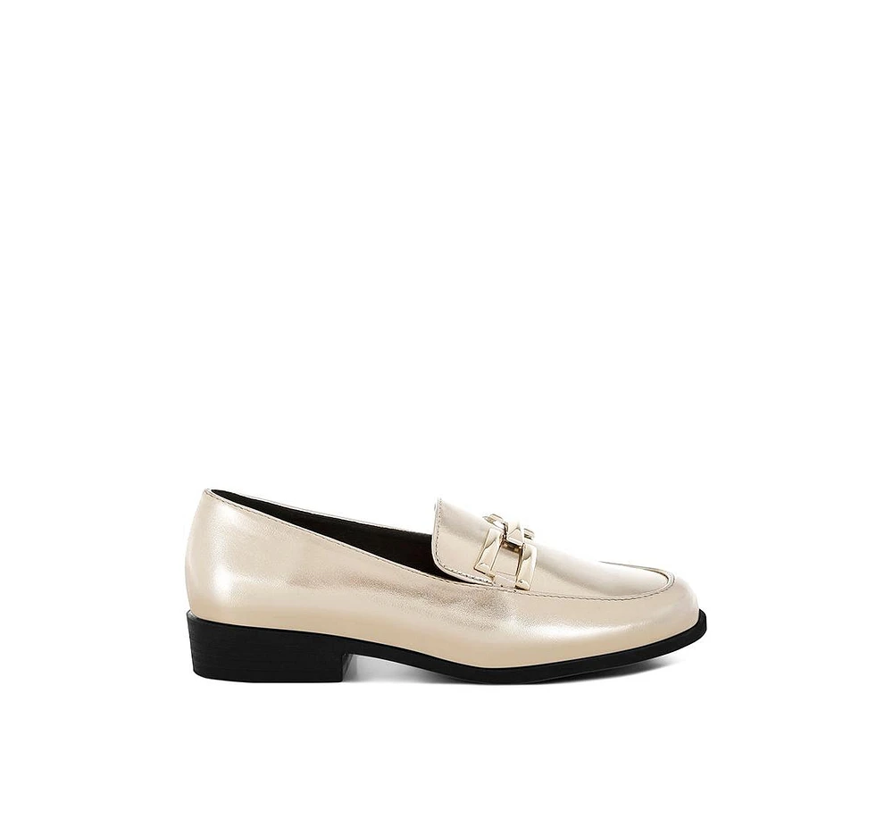 London Rag Melucine Metallic Horsebit Detail Loafers