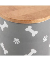 Bone Dry Ceramic Pet Treat Canister Tossed & Paw Print