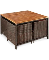 Gouun 9 Pieces Patio Rattan Dining Cushioned Chairs Set